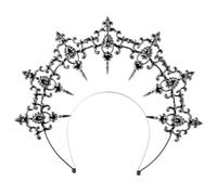 Ieron Cerchietto per Capelli con Corona barocca, con Alone di Sole e Strass Scuro Gotico, Copricapo da dea Maria, diademi barocchi, Accessori per Capelli
