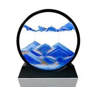 Ieron Espositore di immagini artistiche con sabbia in movimento blu, 17,8 cm, vetro rotondo che scorre, pittura con sabbia 3D dinamica a clessidra con mare profondo, decorazione naturale per