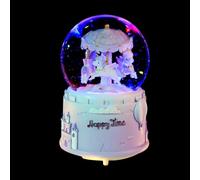 Ieron Giostra Musicale Unicorno Palla di Neve con Luci Scintillanti, Musica e Base Girevole, Decorazione Globo d'Acqua in Vetro da 80 mm (Viola)