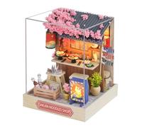 Ieron Kit Fai da Te per casa delle Bambole in Miniatura, Kit Fai da Te per Modelli di Casette Fatte a Mano in con Copertura Antipolvere, Kit per casa delle Bambole in Legno 3D, Sakura Noodle Shop