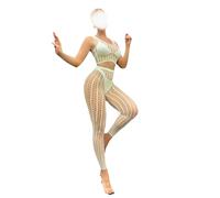 Ieron Lingerie da Donna a Rete Trasparente Sexy, da Notte, da Club, Cosplay, a Maniche Lunghe, Elasticizzata, birichina, Mini Abito, Sottoveste in Rete, Verde Fluorescente