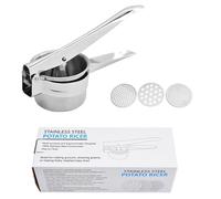 ieron Schiacciapatate in acciaio inox per uso alimentare, spremiagrumi con 3 dischi intercambiabili, pressa multifunzionale per patate, purea, frutta e verdura