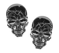 ieron Set di 2 adesivi 3D in metallo a forma di teschio, emblema elegante per auto e moto, colore nero