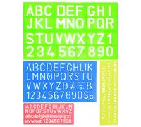 ieron Set di 4 stencil a forma di lettere dell'alfabeto, numeri, lettere, guida, disegno, pittura, apprendimento, fai da te, (colore casuale)