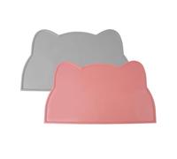 Ieron Tappetino per Cibo per Gatti, Tappetino per Alimentazione per Animali Domestici in Silicone Antiscivolo, Cuscino per Vassoio Impermeabile, Confezione da 2 Grigio/Rosa 44x24 cm