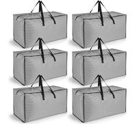 iespell Confezione da 6 sacchetti extra large da 120 l, resistenti, con coperchio, per traslochi, scatole di imballaggio resistenti con manici con cerniera, sacchetti per la biancheria resistenti per