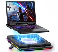 IETS GT600 - Tappetino di raffreddamento RGB per computer portatile con ventola turbo gigante (14 cm di diametro), in schiuma sigillata per un raffreddamento rapido, raffreddamento del computer