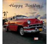 IETSCPMD15257 Happy BIRTHDAY CUBA Collector Car Red American USA/I&S Design Auto Passione & Collezioni Retro Vintage - Con Busta Bianca Formato 15 x 15 cm - Made in France