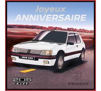 IETSCPMD16132 - Biglietto di auguri allegro per auto, motivo: Peugeot 205 GTI - Licenza Ufficiale Peugeot Auto Passione & Collezioni retrò vintage, con busta bianca, formato 15 x 15 cm, prodotto in