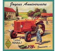 IETSCPMD19310 - Biglietto di auguri di buon anno per trattore Renault Licenza Ufficiale Passione & Collezioni Vintage contadino contadino contadino, con busta bianca, formato 15 x 15 cm, made in