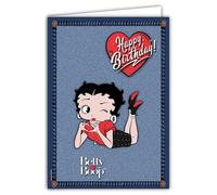 IETSCPXL-19007 MAXI GRANDE CARTE HAPPY BIRTHDAY XL 22 x 31 cm BETTY BOOP Licenza Ufficiale Collezione Donna Pin-up Retro Vintage da Offerta Firmare e Incorniciare, Interno Bianco 44 x 31 cm - Con