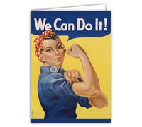 IETSCPXL-19025 MAXI GRANDE CARTE XL We Can Do It Donna Ragazza Retro Vintage - Formato 22 x 31 cm Interno Bianco 44 x 31 cm - Con Busta, Made in France - Compleanno Partenza Pensionata - Da Cornice
