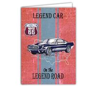 IETSCPXL-6601N MAXI GRANDE CARTE XL 22 x 31 cm Strada 66 Licenza Ufficiale Automobile Auto da Collezione - Interno Bianco 44 x 31 cm - Con Busta, Made in France - Partenza pensionamento compleanno