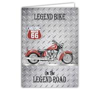 IETSCPXL-6606N MAXI GRANDE CARTE XL 22 x 31 cm Moto Strada 66 Licenza Ufficiale Legend Bike on the Legend Road, Interno Bianco 44 x 31 cm, con Busta, Partenza pensionamento compleanno