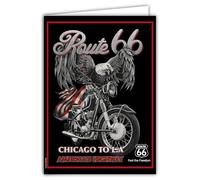 IETSCPXL-6630PV MAXI GRANDE SCHEDA XL 22 x 31 cm Moto Americana Strada 66 Licenza Ufficiale Chicago to Los Angeles - Interno bianco 44 x 31 cm - Con Busta, Partenza in pensione o compleanno