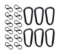 IETWATE Moschettone piccolo, 12 pezzi, S mini moschettone, 12 pezzi, con clip a D, in alluminio, piccoli moschettoni, colore nero, per campeggio, viaggi, escursioni, cintura