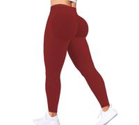 Ieumaz Leggings da Donna per Sollevamento del Sedere Scrunch Leggings da Allenamento Senza Cuciture a Vita Media Bassa per Il Controllo della Pancia Pantaloni da Yoga, Borgogna, XS