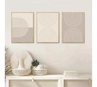IEUUUB Minimalista, arte murale, linee beige astratte, poster su tela, stampa boho, quadri da parete, camera da letto, soggiorno, arredamento per la casa, 60x80 cm (24x31 pollici) x3 con cornice