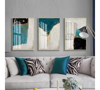 IEUUUB Stampa artistica su tela con blocchi di colore astratti, motivo geometrico, opera d'arte moderna su tela per soggiorno, arredamento per la casa, 40x60 cm (16x24 pollici) x3 con cornice