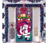 iEventStar Decorazione natalizia per porta da appendere all'esterno, con scritta "Merry Christmas", decorazione per porte di Capodanno (simpatico Babbo Natale, 185 x 89 cm)