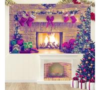 iEventStar Sfondo natalizio da appendere, con scritta "Merry Christmas", Capodanno, decorazione per la casa del camino (sfondo per camino, 180 x 110 cm)