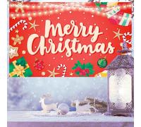 iEventStar Sfondo natalizio da appendere per porte esterne, decorazione da parete con scritta "Merry Christmas", 180 x 110 cm