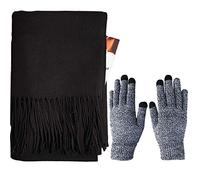 iEverest Inverno Sciarpa Pashmina Scialle e Guanti da Donna e Uomini - Inverno Foulard Stola Super Morbido Colore Solido Inverno Sciarpa Stola - Con Nappine Caldo Grande Sciarpa