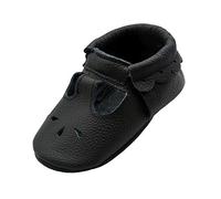 iEvolve Scarpe da bambino in pelle morbida primi passi scarpe da culla mocassini per i più piccoli, Sandalo Nero, 0-6 mesi