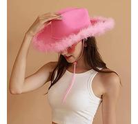 Iewroyt Cappello da cowboy Cappelli da cowgirl con Accessorio per abbigliamento SCARF Fancy Set per Halloween Bachelorette Party Me Party costumi 2 pcs