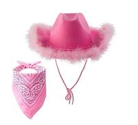 Iewroyt Cappello da cowboy Cappelli da cowgirl con Accessorio per abbigliamento Sciarf Fancy Set per Halloween Bachelorette Party Me Party costumi 2 pcs