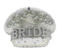 Iewroyt Cappello da sposa glitter luminoso per la sposa di paillettes bianchi per la Captain per essere regalo per gli accessori per matrimoni da festa della gallina ad addio al nubilato