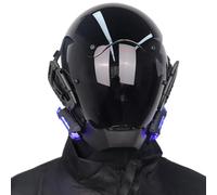 Iewroyt Maschera punk LED a LED Rosso Casco punk Maschera futuristica regolabile con copertura per copricapo Cyber per adulti cosplay, discoteca, feste di compleanno
