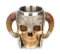 Iewroyt MUSCA DEL Cranio 600 ml tazza fantasma di Halloween con tazze da cranio a corno per bere tazza di caffè per bar per le forniture per feste di Halloween, birra
