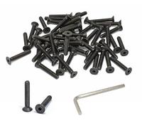 iexcell 50 pezzi M5 x 30 mm passo filettatura 0,8 mm lega di acciaio 10,9 grado esagonale testa piatta viti a testa cilindrica kit bulloni, finitura in ossido nero