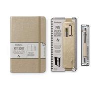 IF Bookaroo - Set di quaderni con astuccio e penna, copertina rigida, con elastico e nastro a contrasto, formato A5, 21,5 x 13,5 cm, 192 pagine, custodia e penna a sfera abbinati con inchiostro nero