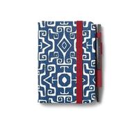 IF Bookaroo - Taccuino formato A7, tascabile e da borsetta, con penna a sfera nera, 192 pagine, blu navy e rosso scuro, stile azteco