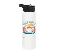 If Crabby Please Return To Beach Divertente Summer Break Graphic Stainless Steel Insulated Water Bottle