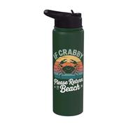 If Crabby Please Return To Beach Divertente Summer Break Graphic Stainless Steel Insulated Water Bottle