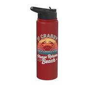 If Crabby Please Return To Beach Divertente Summer Break Graphic Stainless Steel Insulated Water Bottle