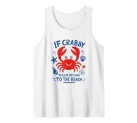 If Crabby Please Return to The Beach Arte Vintage Disegnata a Mano Canotta