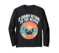 If Crabby Return To The Beach Vintage Crab Maglia a Manica