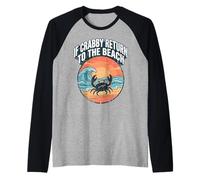 If Crabby Return To The Beach Vintage Crab Maglia con Maniche Raglan
