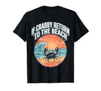 If Crabby Return To The Beach Vintage Crab Maglietta