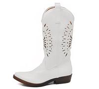 IF Fashion Cowboy Western Scarpe da Donna Stivali Stivaletti A Punta Camperos Texani Etnici 19004-6 bianco N.36