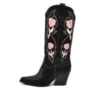 IF Fashion Cowboy Western Scarpe da Donna Stivali Stivaletti Camperos Texani Ricamati Floreale MP736-12 nero N.36
