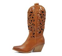 IF Fashion Cowboy Western Scarpe da Donna Stivali Stivaletti Punta Camperos Texani Etnici LY80-3 Camel 38