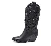IF Fashion Cowboy Western Scarpe da Donna Stivali Stivaletti Punta Camperos Texani Etnici LY80-3 Nero 39