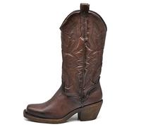 IF Fashion Cowboy Western Scarpe da Donna Stivali Stivaletti Punta Quadrata Camperos Texani Etnici 886 marrone N.38