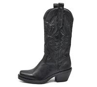 IF Fashion Cowboy Western Scarpe da Donna Stivali Stivaletti Punta Quadrata Camperos Texani Etnici 886 Nero N.38