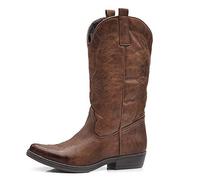 IF Fashion Cowboy Western Scarpe da Donna Stivali Stivaletti Punta Quadrata Camperos Texani Etnici C19004-4 marrone N.37